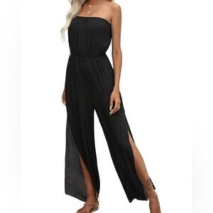 Strapless Bandeau Jumpsuit Cover Up